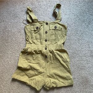 Urban outfitters pinafore romper pistachio elastic waist adjustable straps